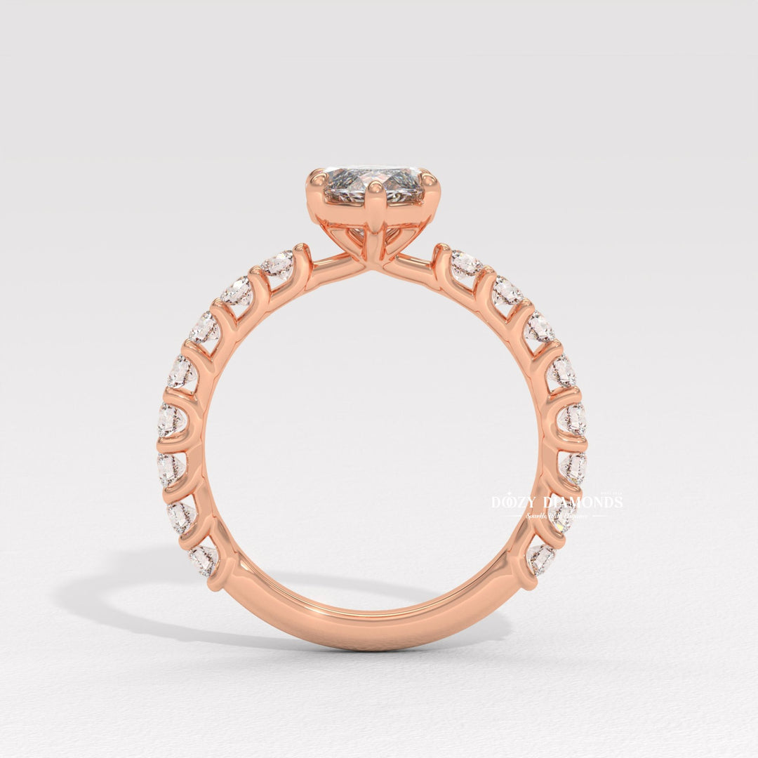 Lifestyle shot of marquise solitaire diamond ring on hand