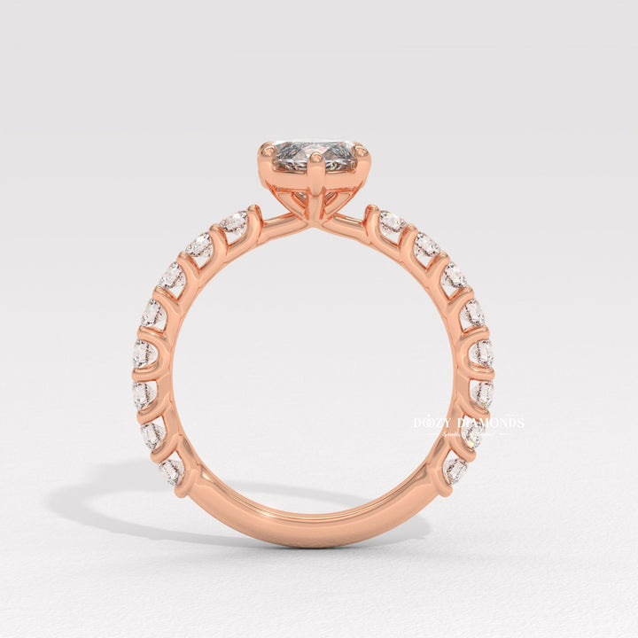 Lifestyle shot of marquise solitaire diamond ring on hand