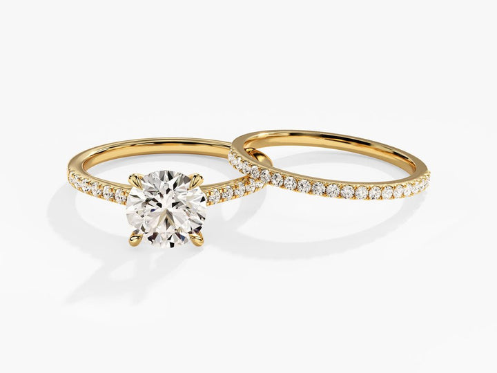 1.50CT Round Cut Pave F - VS Lab Grown Diamond Engagement Ring Set - Doozy Diamonds