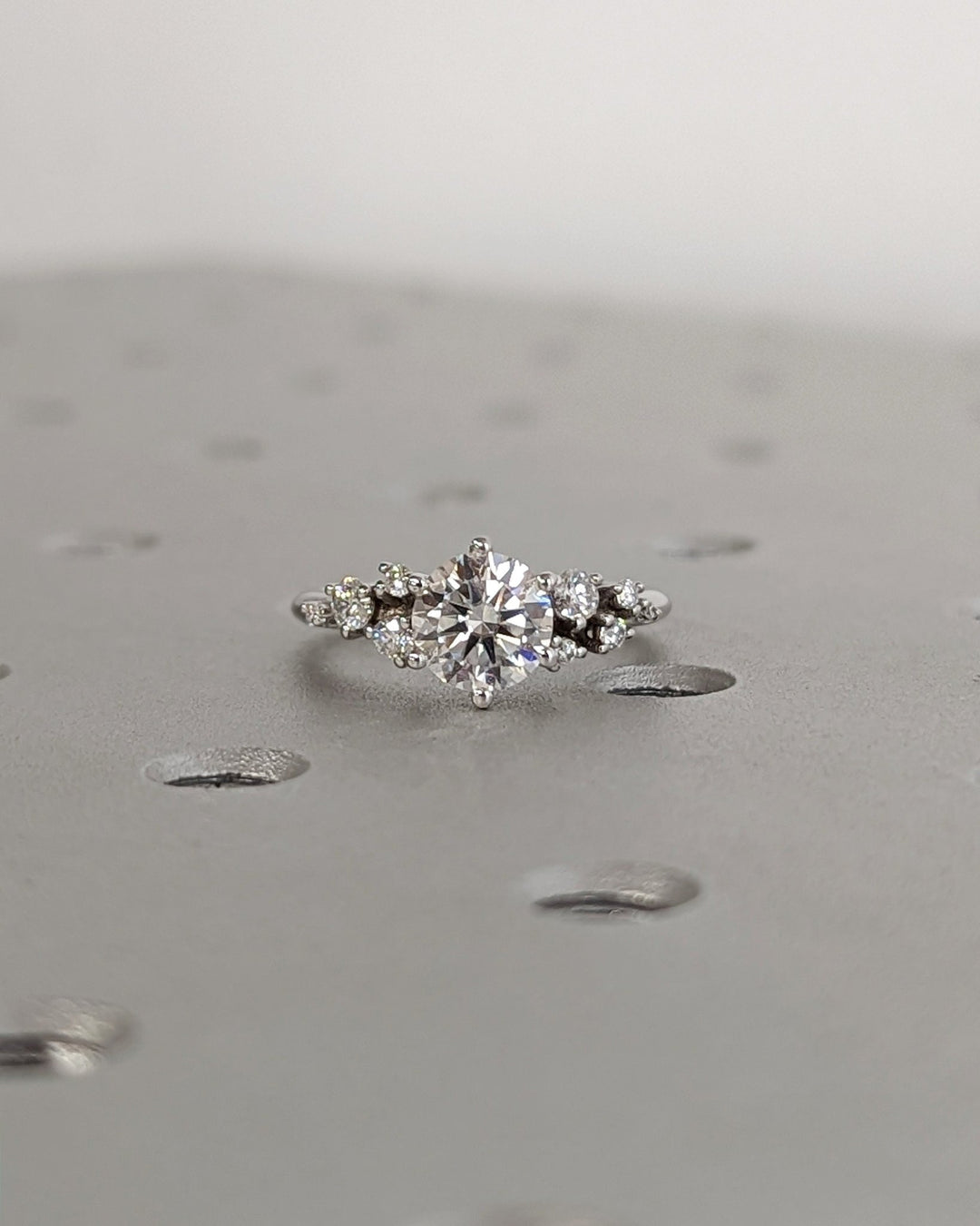 1.0CT round cut cluster engagement ring available to buy now