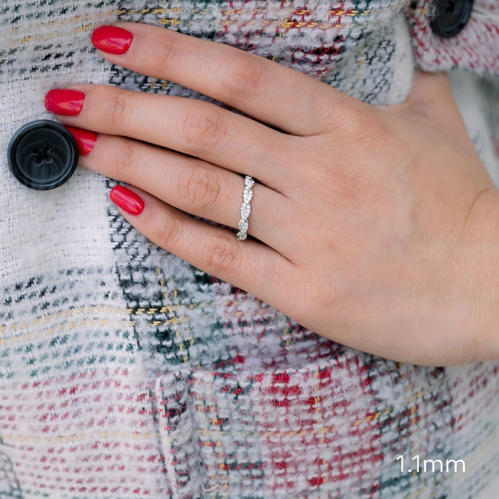 Round Cut Lab Grown Diamond Infinity Twisted Wedding Band - Doozy Diamonds