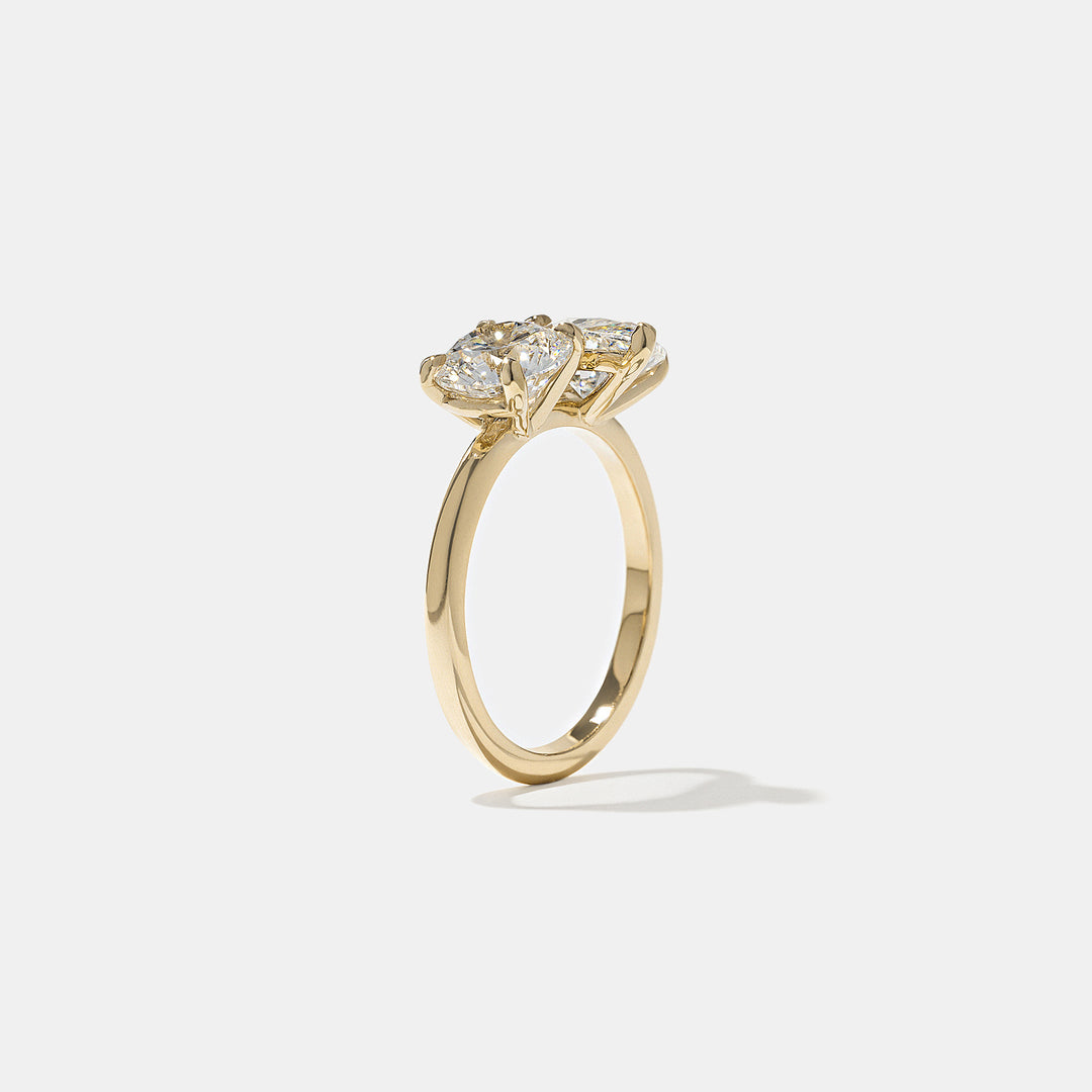 2.0CT Round & Marquise E - VS Lab Grown Toi et Moi Diamond Ring With Plain Band - Doozy Diamonds
