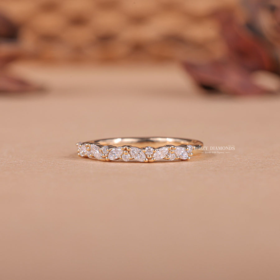 Round Marquise round marquise diamond wedding band front view