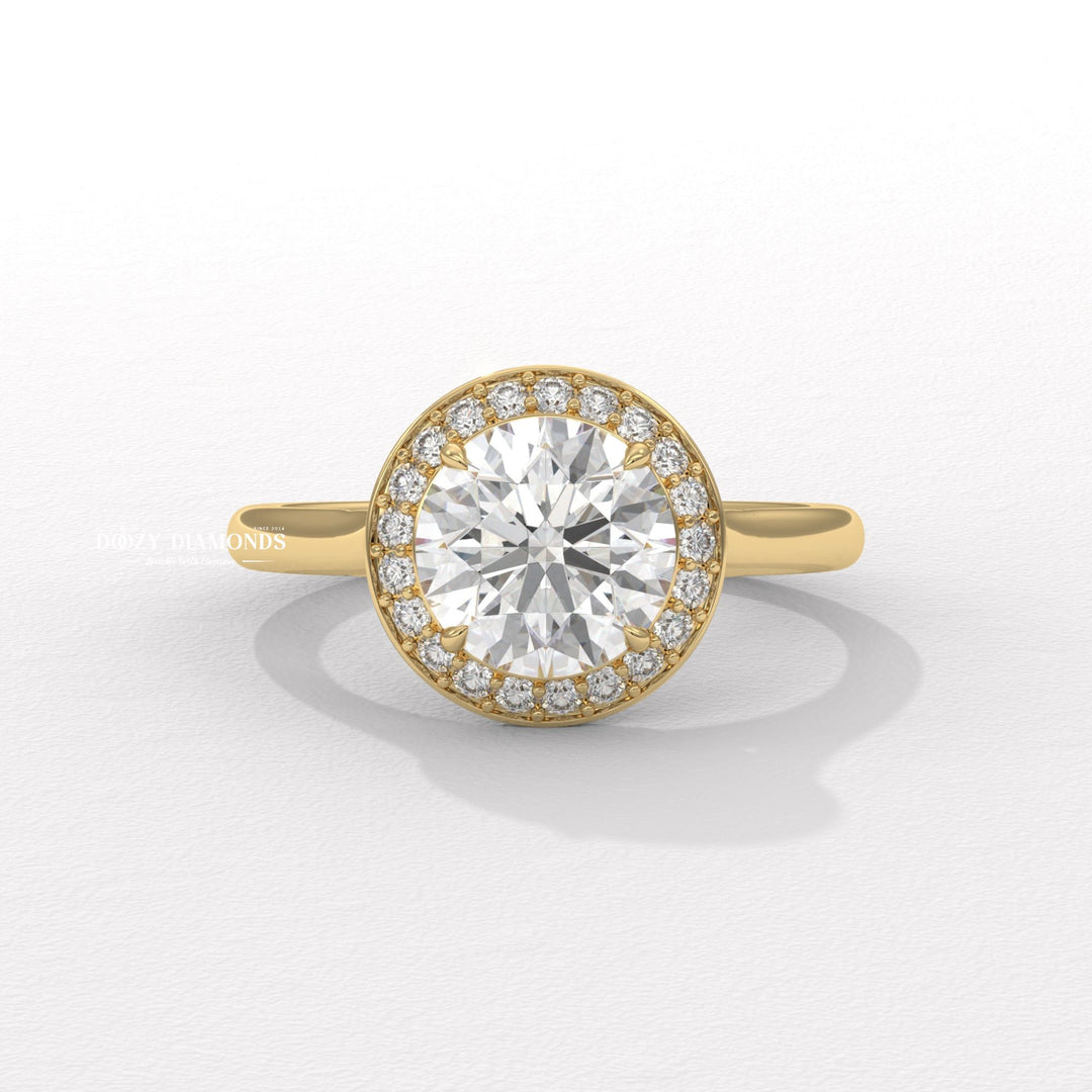 Buy round halo lab grown diamond engagement ring online