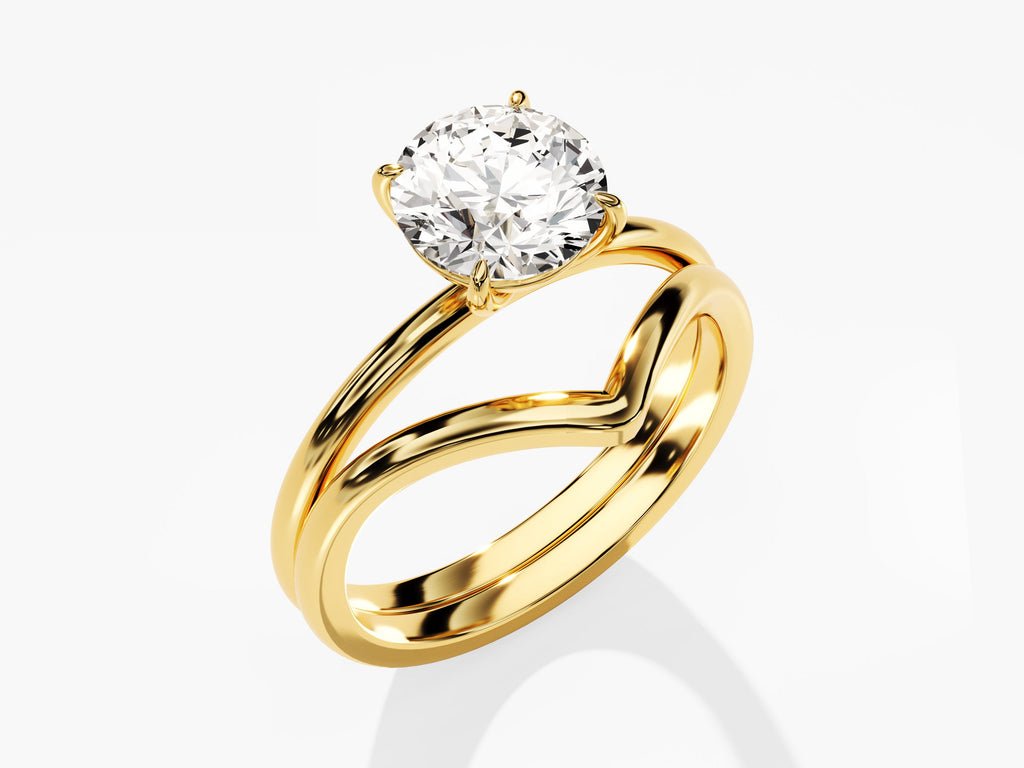 1.50CT Round Cut Solitaire F - VS Diamond Bridal Set Curved Band - Doozy Diamonds