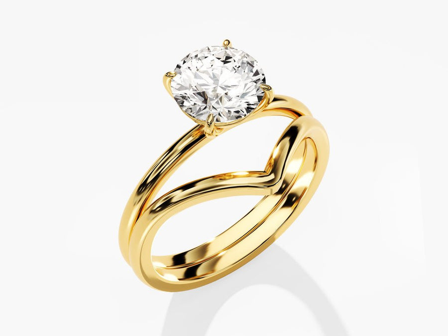 1.50CT Round Cut Solitaire F - VS Diamond Bridal Set Curved Band - Doozy Diamonds