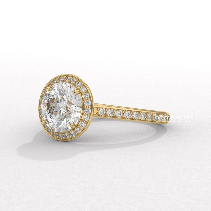 Shop round cut pave lab grown diamond engagement ring online