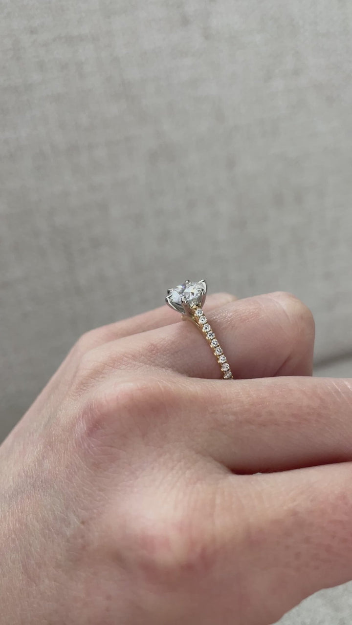 1.45 - 3.45 CT Round Cut Lab Grown Diamond Pave Setting Engagement Ring - Doozy Diamonds