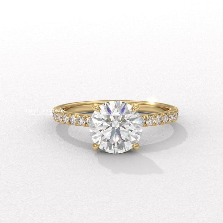 Discover round pave lab grown diamond engagement ring online