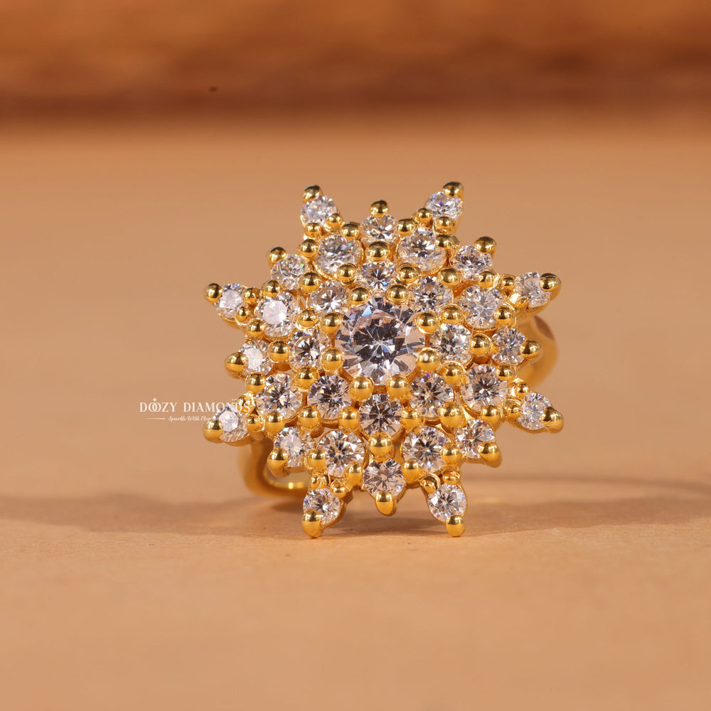 IGI certified round cut diamond in cluster engagement ring setting