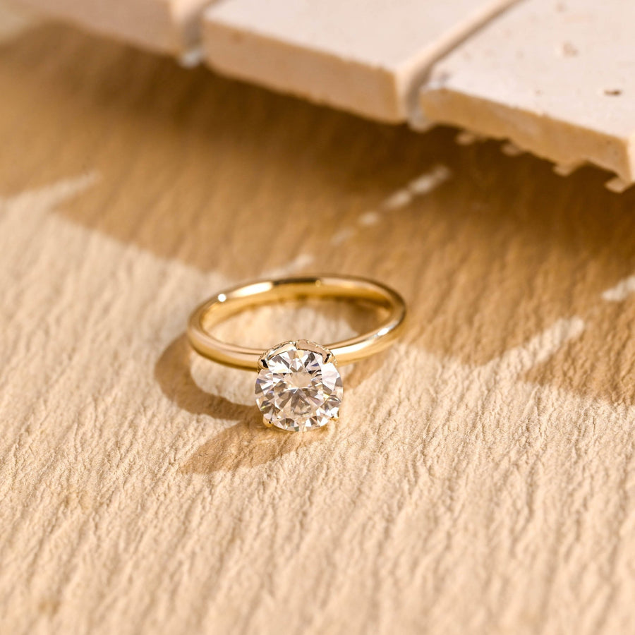 Buy 1.0CT round hidden halo lab grown diamond engagement ring online