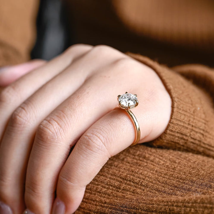Classic round hidden halo engagement ring crafted for everyday wear