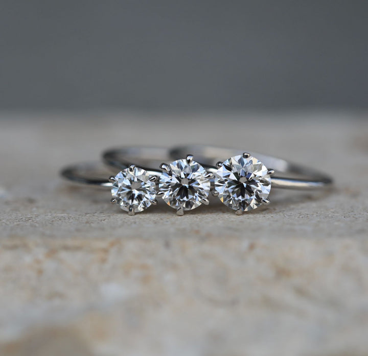 Round solitaire lab grown diamond ring in jewelry gift box