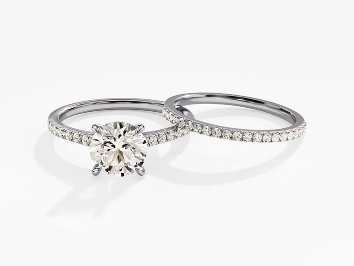 1.50CT Round Cut Pave F - VS Lab Grown Diamond Engagement Ring Set - Doozy Diamonds