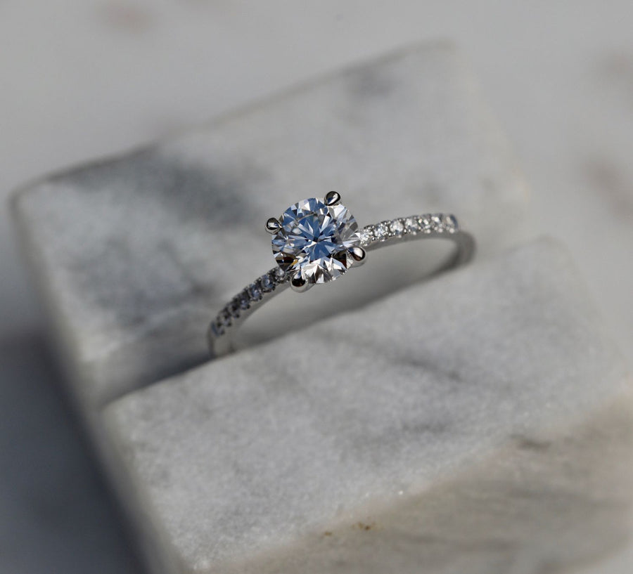 Shop round solitaire lab grown diamond engagement ring