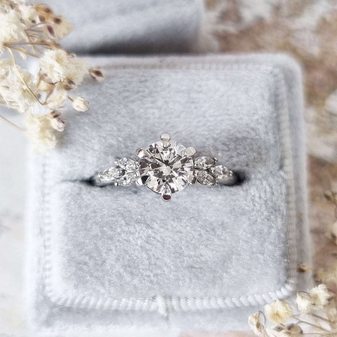 1.0CT round cut cluster engagement ring available to buy now