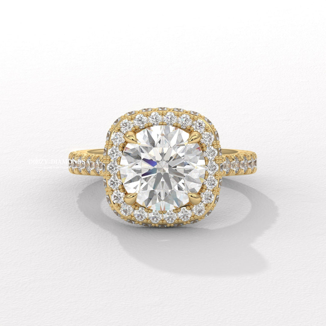 Discover round halo lab grown diamond engagement ring online