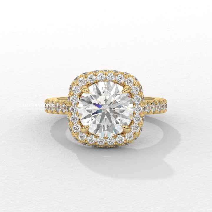 Discover round halo lab grown diamond engagement ring online