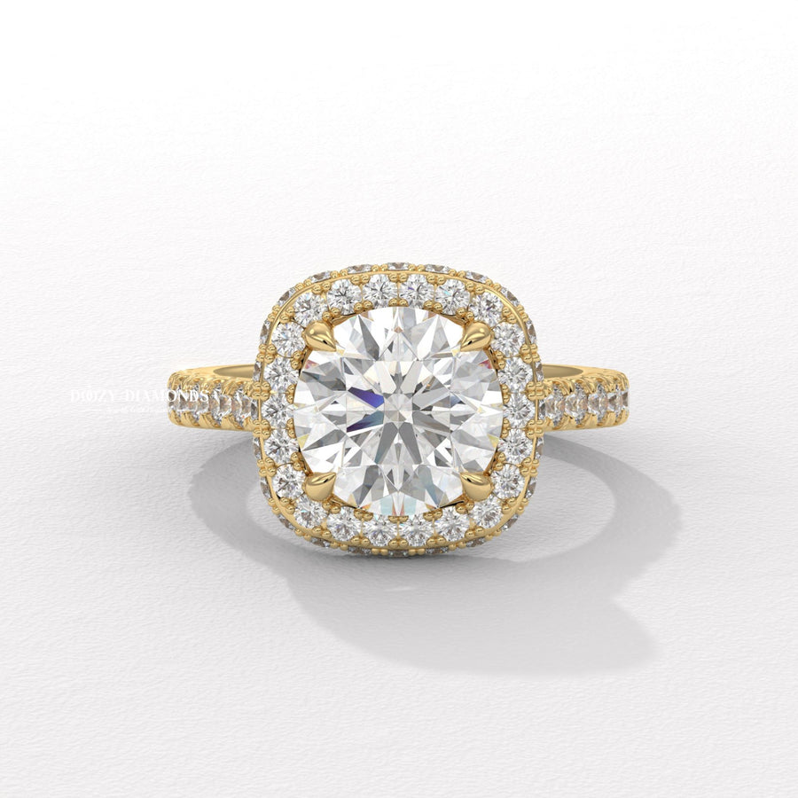 Discover round halo lab grown diamond engagement ring online