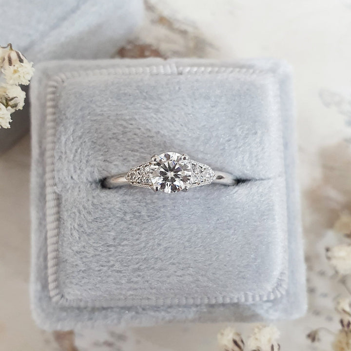 0.50CT round milgrain lab grown diamond engagement ring for sale