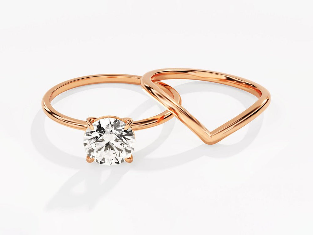 1.50CT Round Cut Solitaire F - VS Diamond Bridal Set Curved Band - Doozy Diamonds