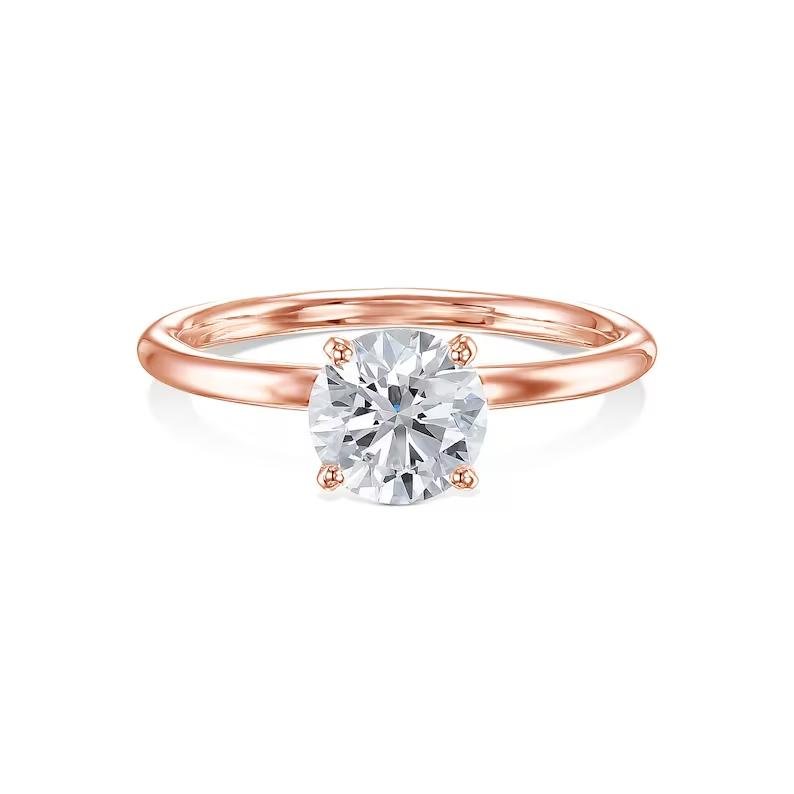 Handcrafted round cut solitaire lab grown diamond engagement ring