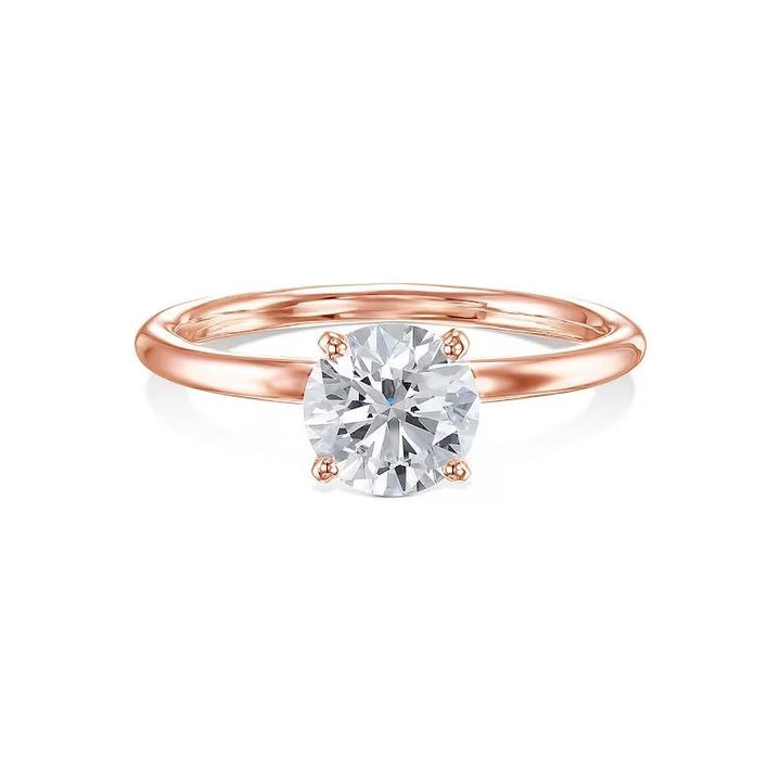 Handcrafted round cut solitaire lab grown diamond engagement ring