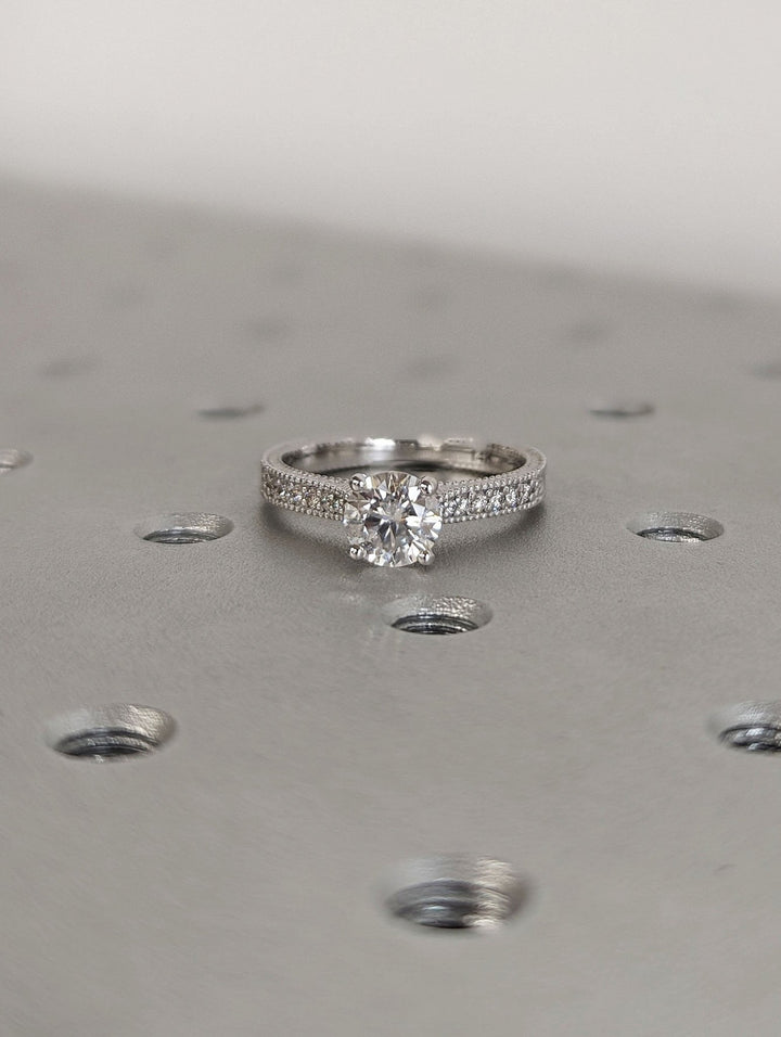 1.0CT round vintage lab grown diamond engagement ring for sale