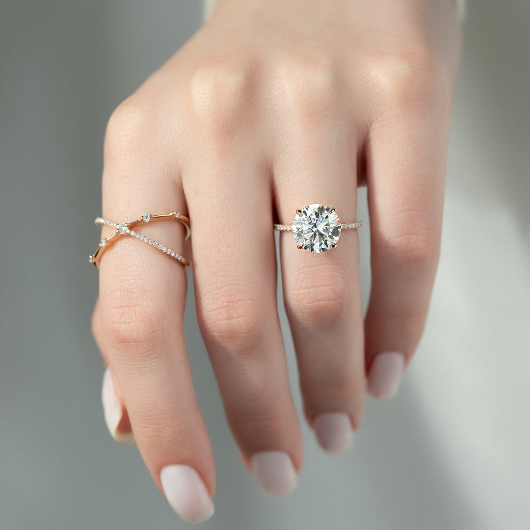 2.50CT round pave lab grown diamond engagement ring for sale
