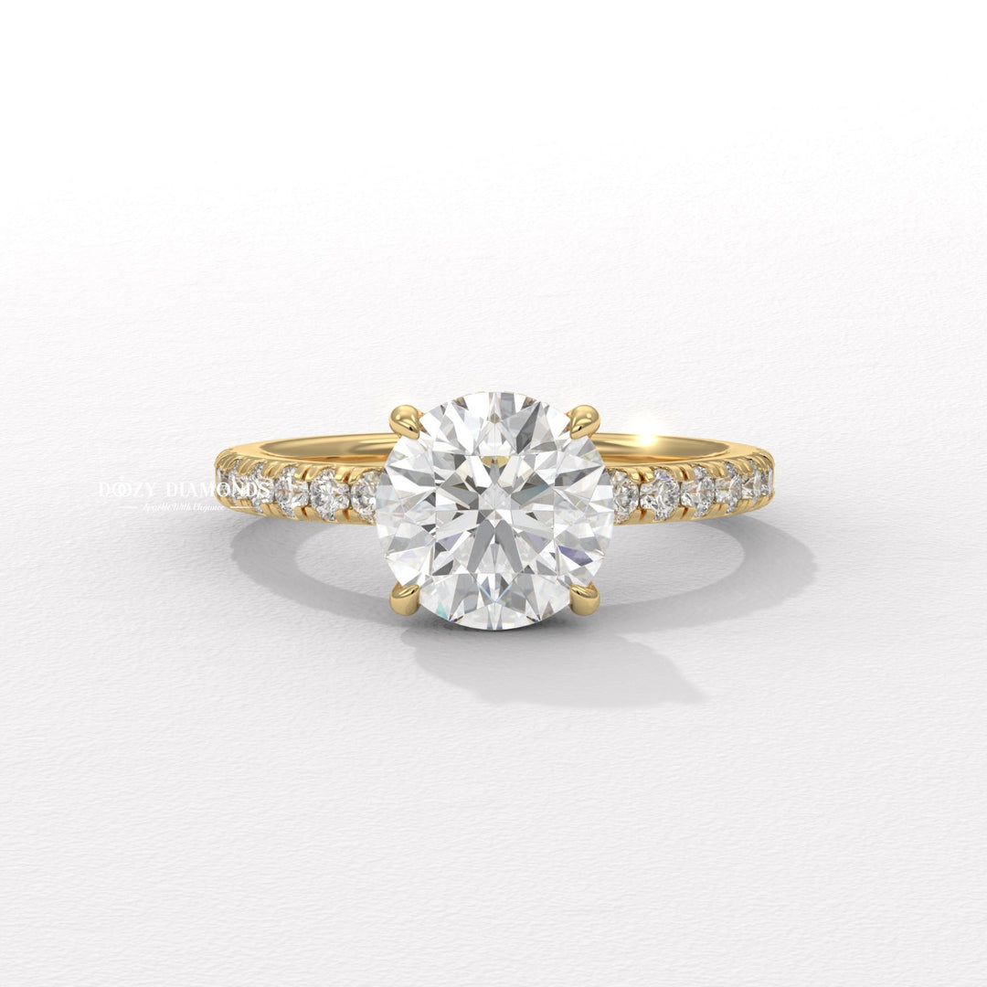 Round cut pave engagement ring available to buy now