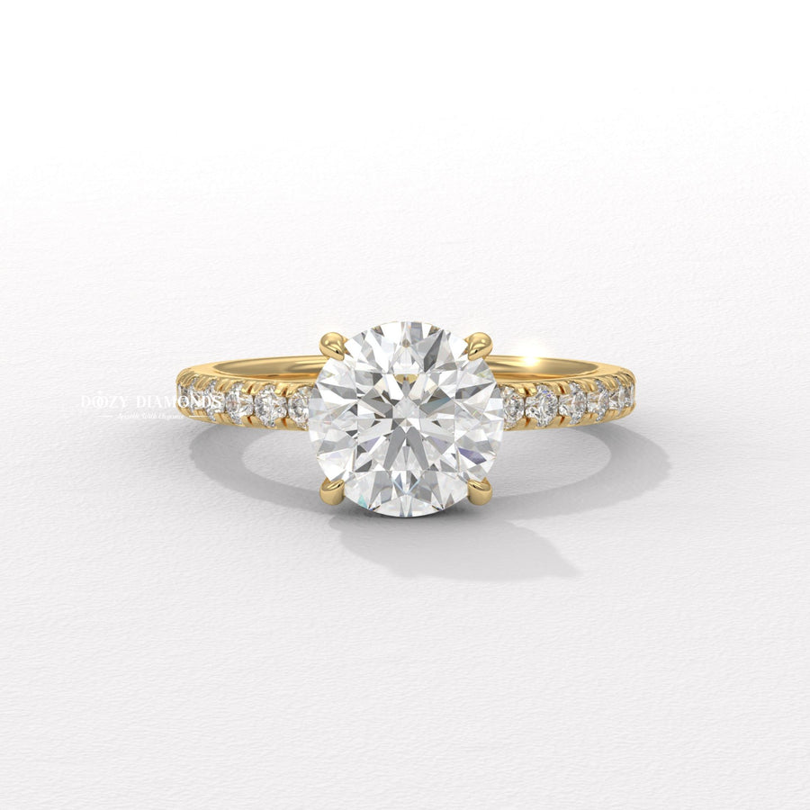 Round cut pave engagement ring available to buy now
