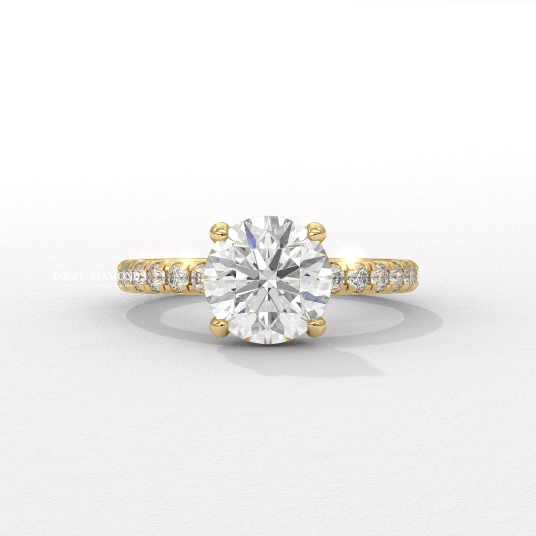 Buy round hidden halo lab grown diamond engagement ring online