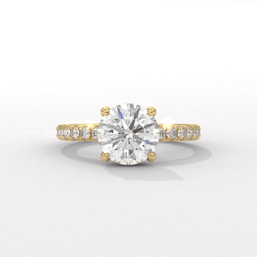 Buy round hidden halo lab grown diamond engagement ring online