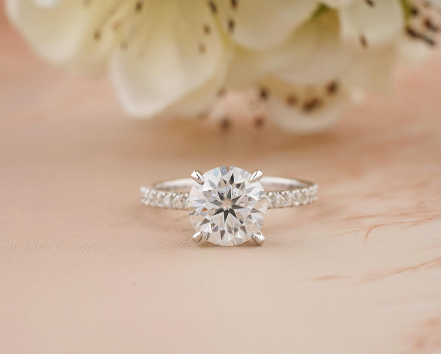 Discover round hidden halo lab grown diamond engagement ring online