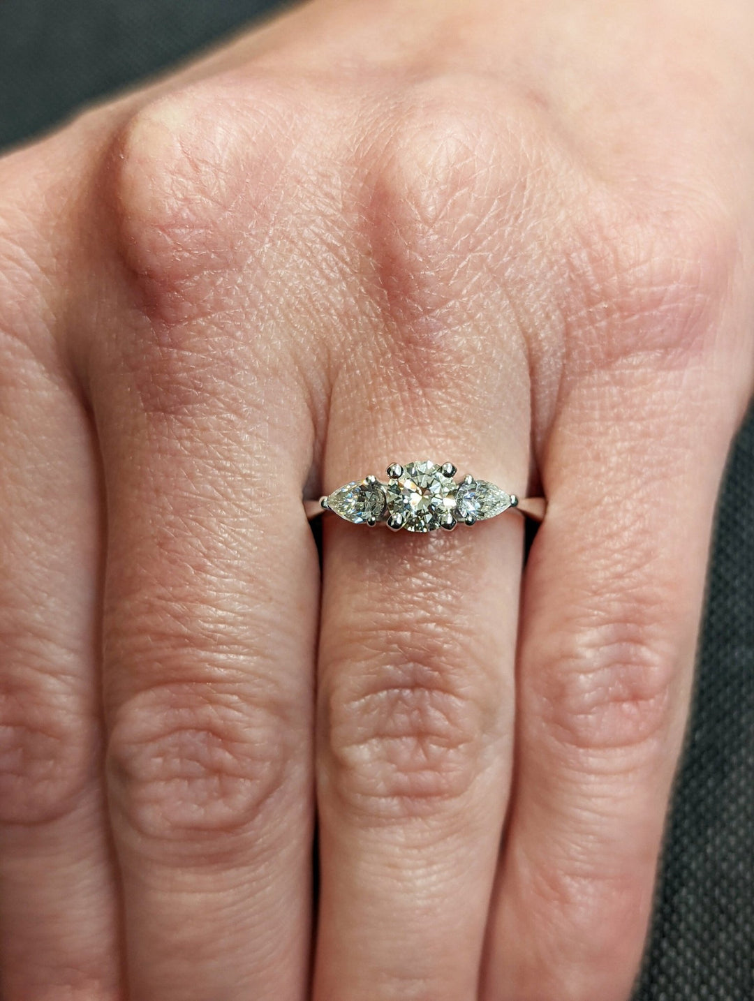 Round solitaire lab grown diamond ring side profile in gold setting