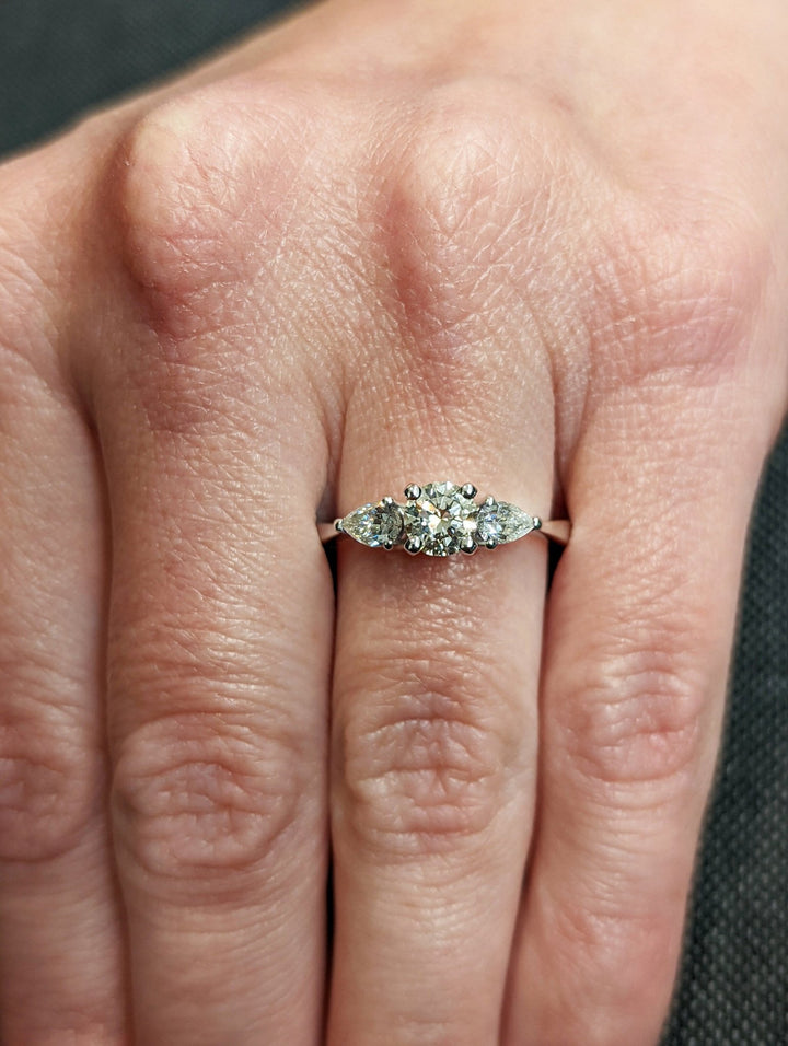 Round solitaire lab grown diamond ring side profile in gold setting