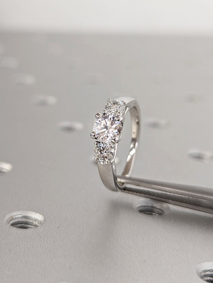 Buy 0.50CT round three stone lab grown diamond engagement ring online