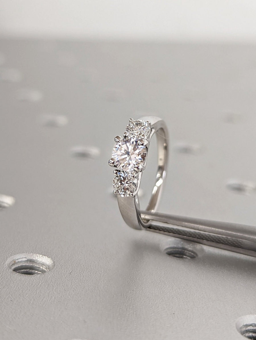 Buy 0.50CT round three stone lab grown diamond engagement ring online