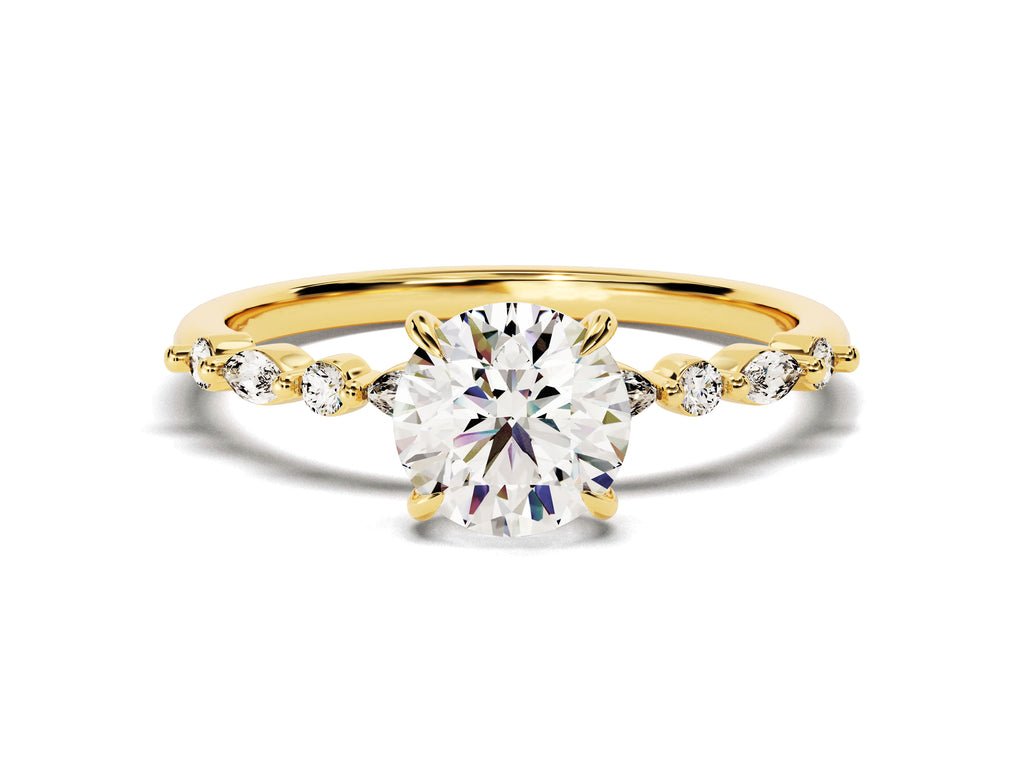 Shop round pave lab grown diamond engagement ring