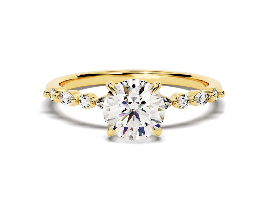 Shop round pave lab grown diamond engagement ring
