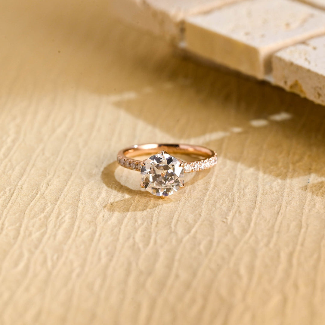 Buy 1.0CT round pave lab grown diamond engagement ring online