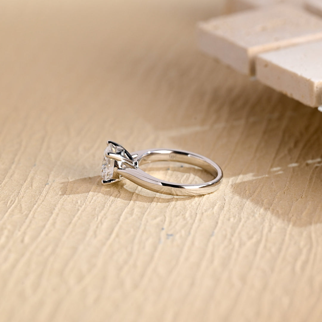 Handcrafted round cut solitaire lab grown diamond engagement ring
