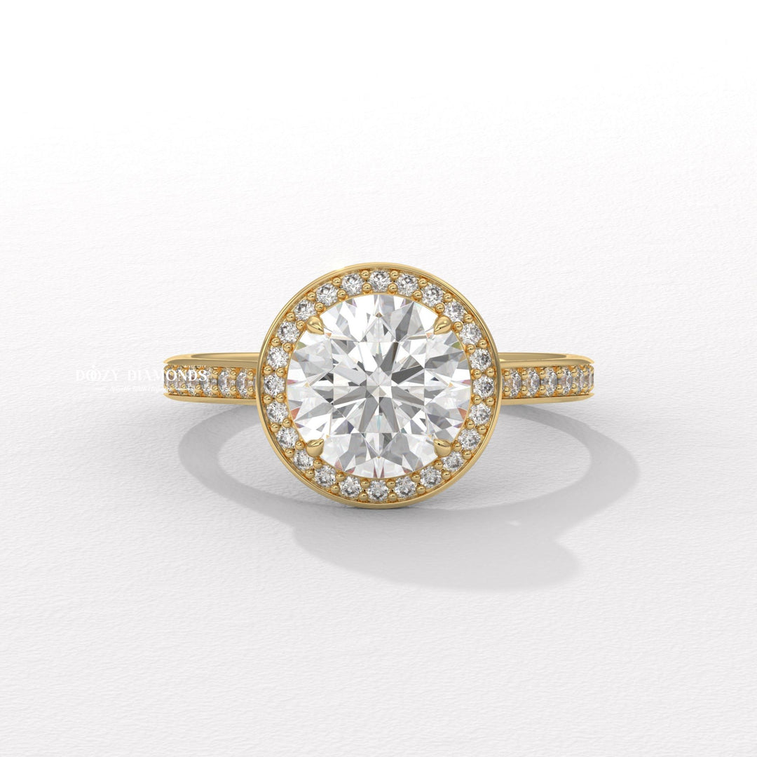 Discover round pave lab grown diamond engagement ring online