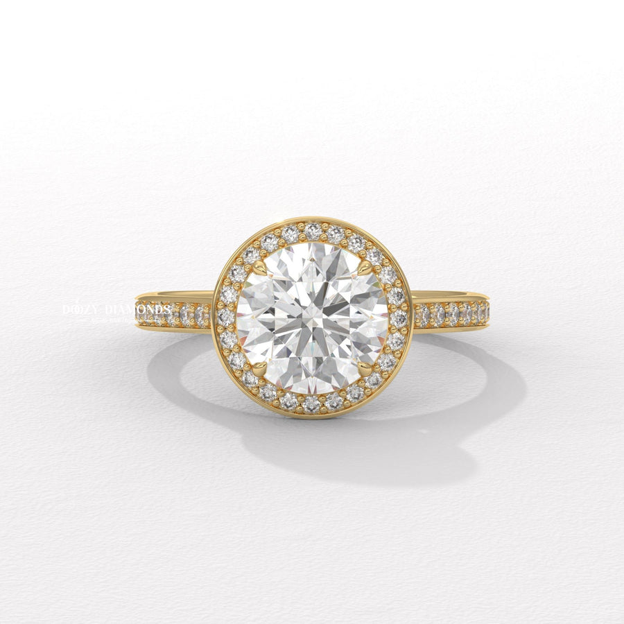 Discover round pave lab grown diamond engagement ring online