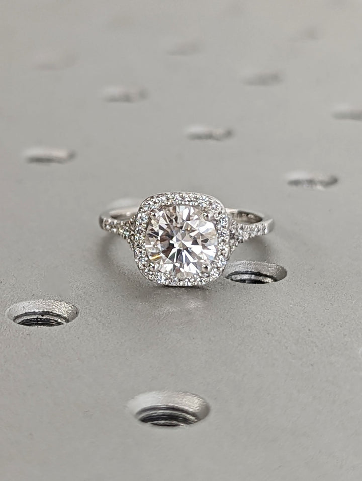 1.50CT round cut pave engagement ring available to buy now