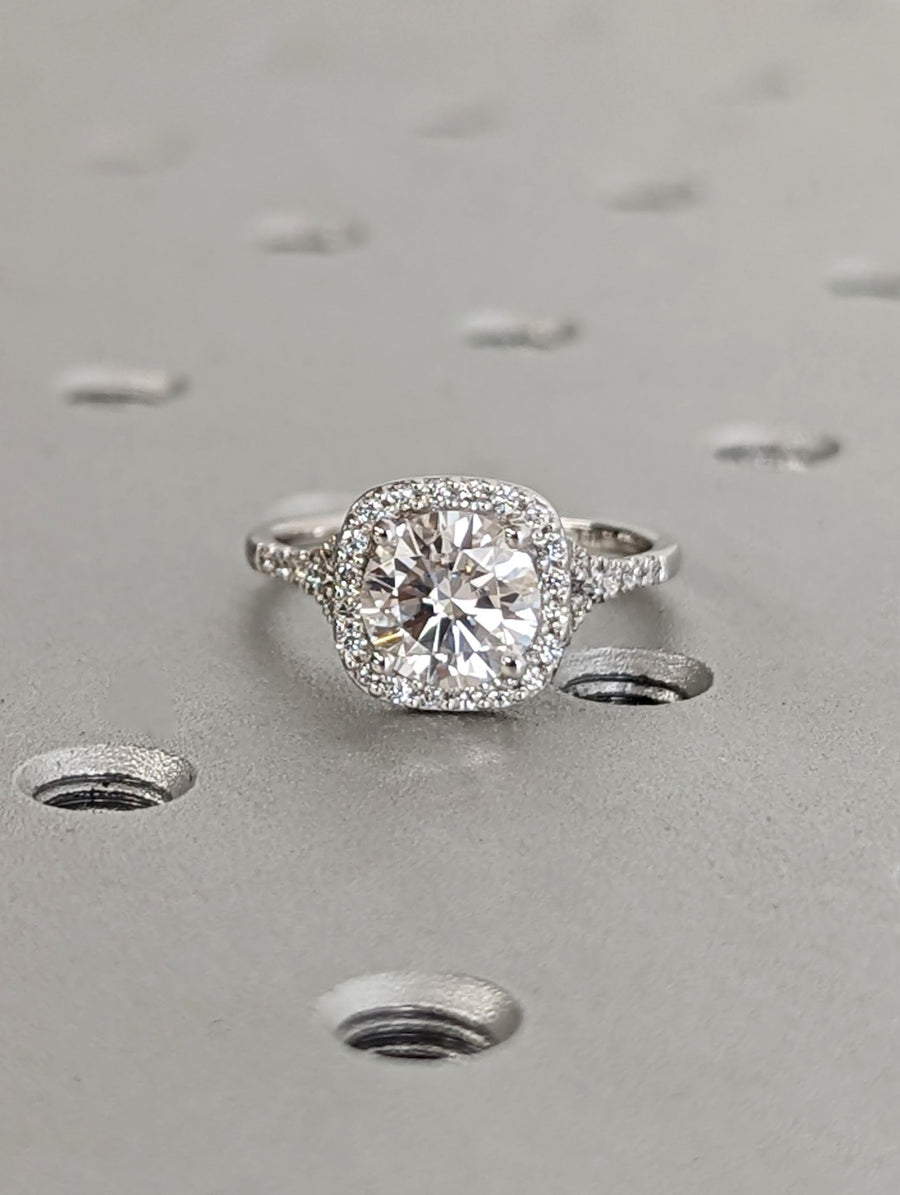 1.50CT round cut pave engagement ring available to buy now