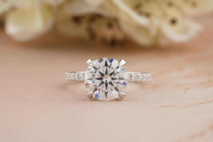 Discover round hidden halo lab grown diamond engagement ring online
