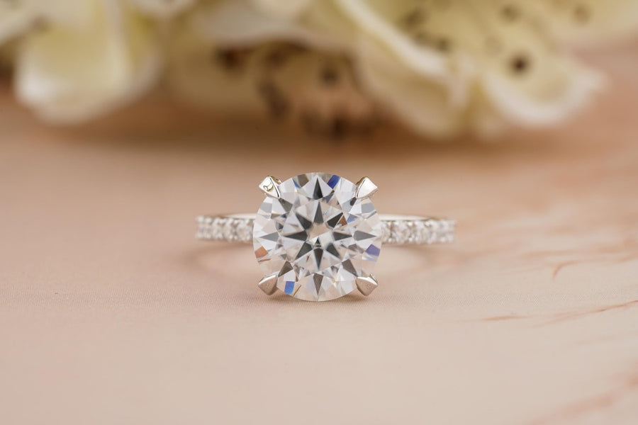 Discover round hidden halo lab grown diamond engagement ring online