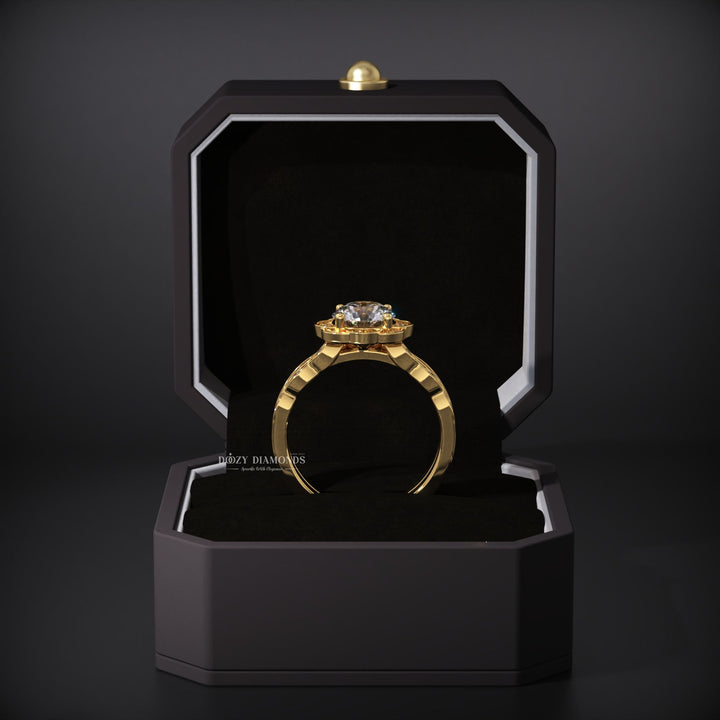 2.0CT Round Lab Grown Flower Engagement Ring - Vintage Wedding Band Set