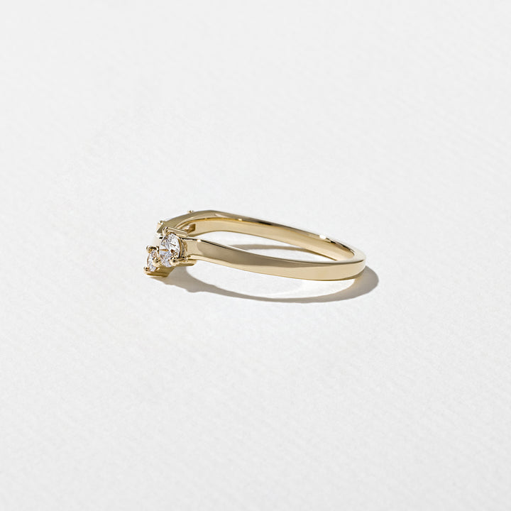 1.90CT Round & Pear E - VS Lab Grown Two Stone Diamond Ring With Curved Band - Doozy Diamonds
